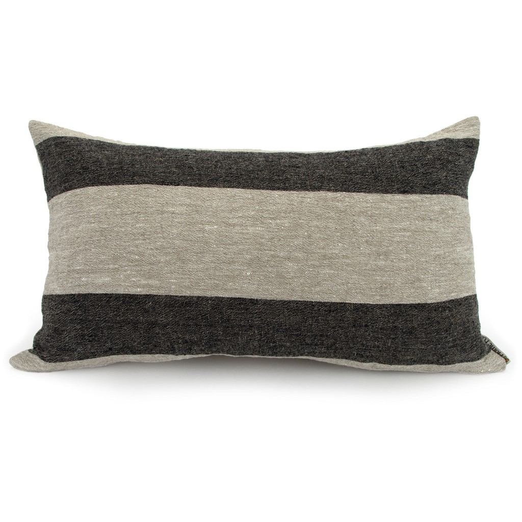 Linen Stripes Collection: Black Stripe Linen Rectangle Pillow