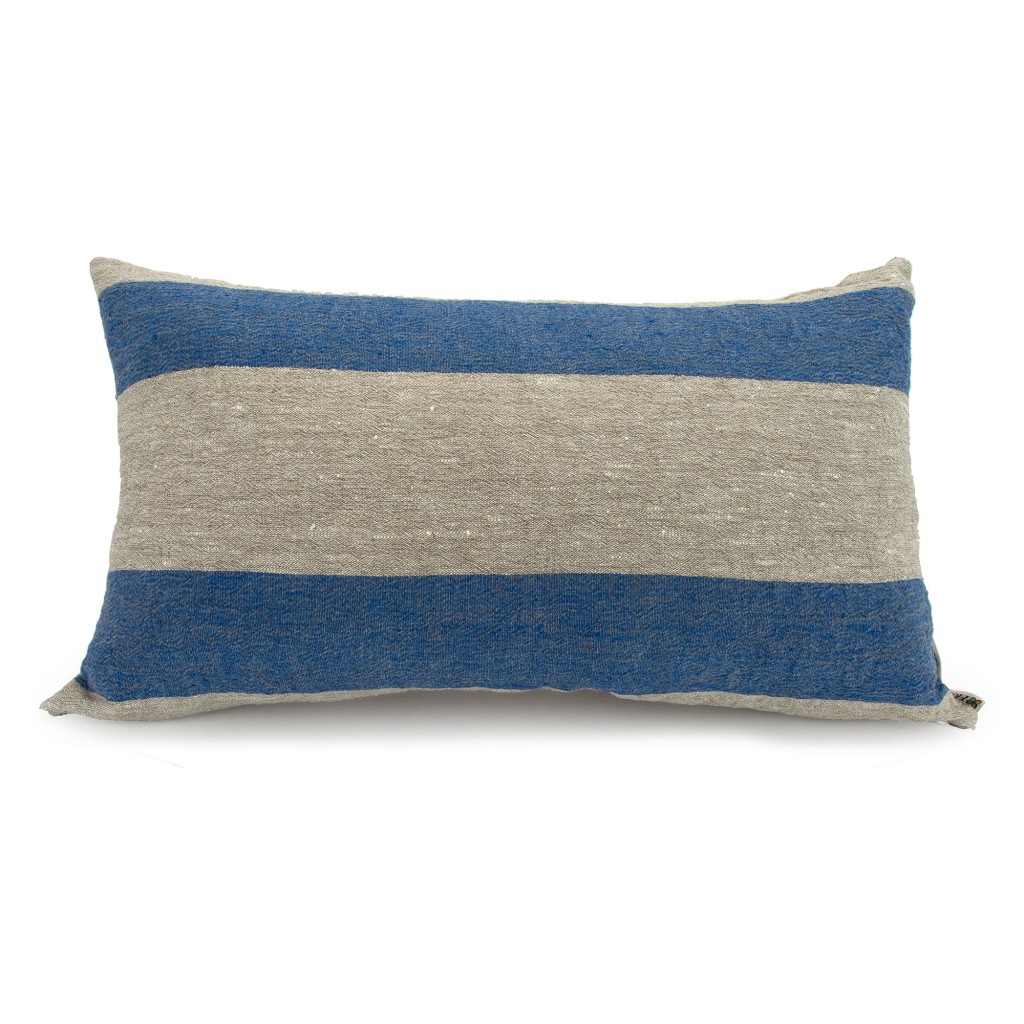 Linen Stripes Collection: Blue Stripe Linen Rectangle Pillow