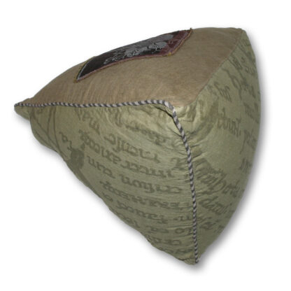 3D Pyramid Patch Pillow - Linen Slipcover, Down Insert - 18" Height - Image 2
