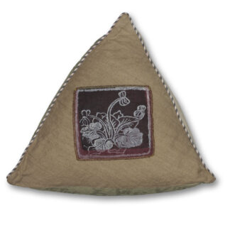 3D Pyramid Patch Pillow - Linen Slipcover, Down Insert - 18" Height