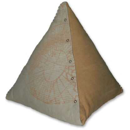 3-D Pyramid Patch Pillow – Cotton & Linen Slipcover, Down Insert – 18″ Height