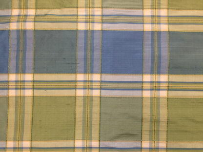 100% Silk Dupione – Mint Plaid