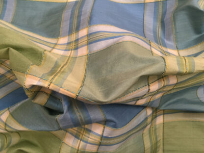 100% Silk Dupione – Mint Plaid