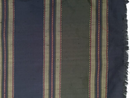 100% Silk Dupione – Navy Stripe
