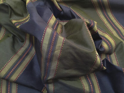 100% Silk Dupione – Navy Stripe