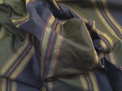 100% Silk Dupione – Navy Stripe
