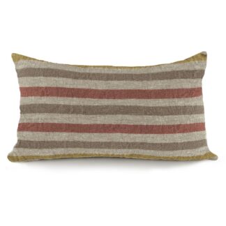 Red, Tan and Gold Thin Stripe Long Decorative Pillow