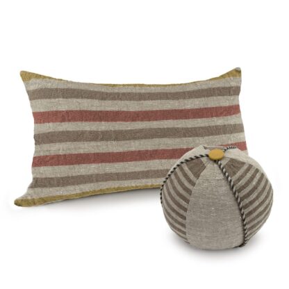 Red, Tan and Gold Thin Stripe Long Decorative Pillow Medley