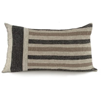 Black and Tan Multi-Stripe Long Decorative Pillow