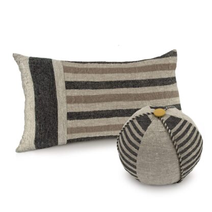 Black and Tan Multi-Stripe Long Decorative Pillow Medley
